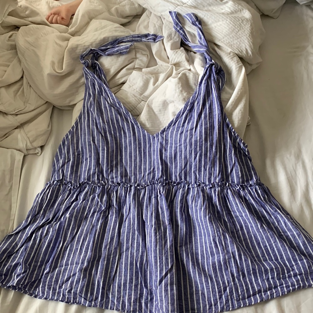 Who What Wear XXL striped chambray blouse